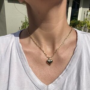 14k Babygold Grand Puff Heart Pendant
